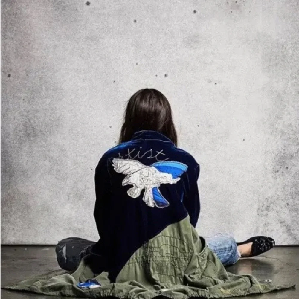 GREG LAUREN Blue Velvet Military Parka jacket coat - Picture 13 of 13